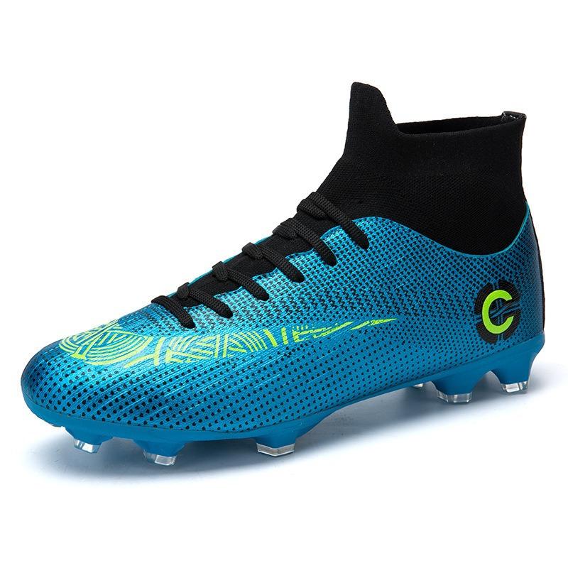 High-top football shoes men's long spike shoes artificial grass broken nails training sports classic Luo football shoes