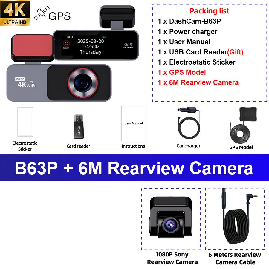 E-ACE 4K Dash Cam Support WiFi GPS Sony IMX678 Night Vision Parking Mode Loop Record 170° Wide Angle Speed Display Mini Car DVR