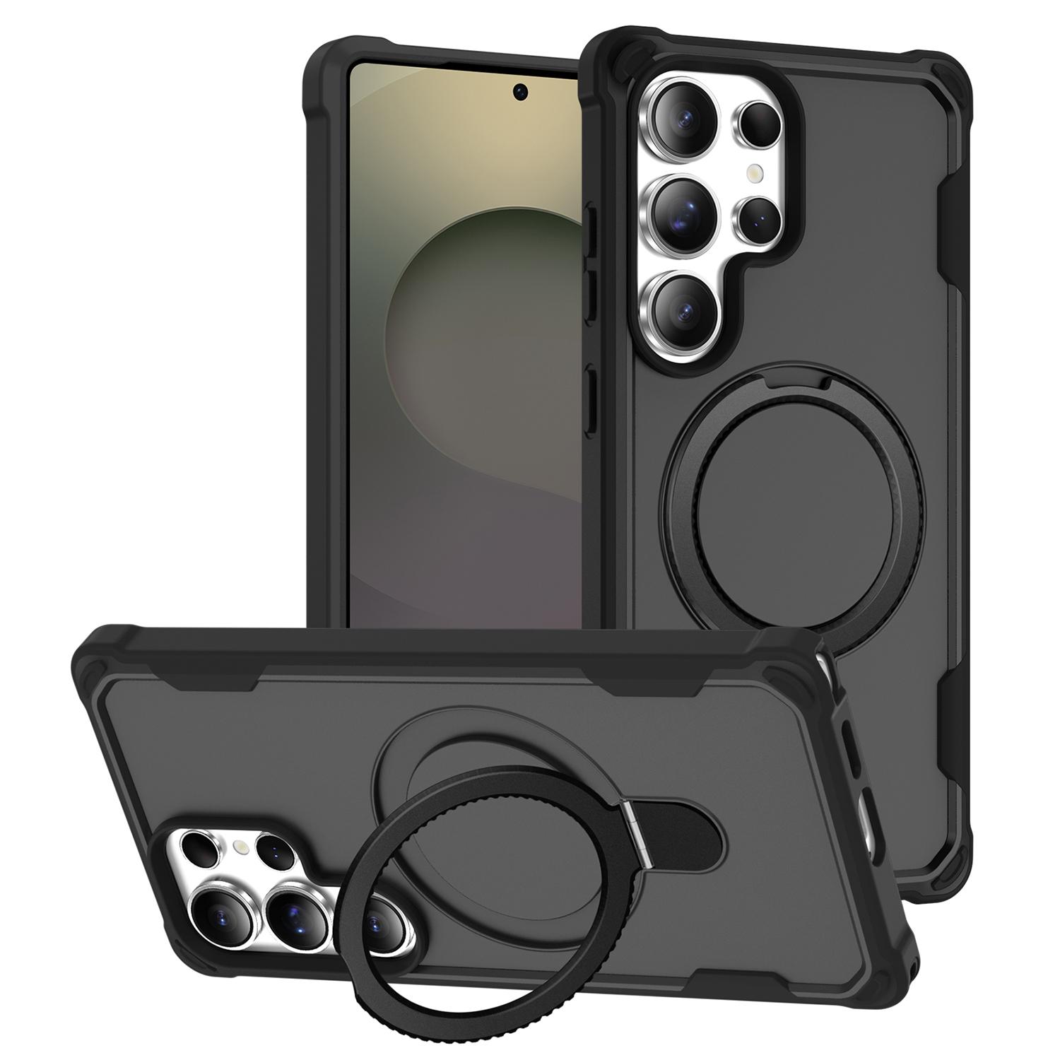 

For Samsung Galaxy S25 Ultra Case Compatible with MagSafe Kickstand TPU+PC Shockproof Phone Back Cover Black
