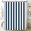 Contemporary Blue and White Striped Shower Curtain for Bathroom Decor Waterproof Fabric Door Hanging Size Customizable (180 X 24