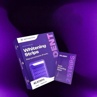DRDENT Purple Teeth Whitening Strips - 21 Whitening Sessions - Non Sensitive Teeth Whitening - Peroxide-Free