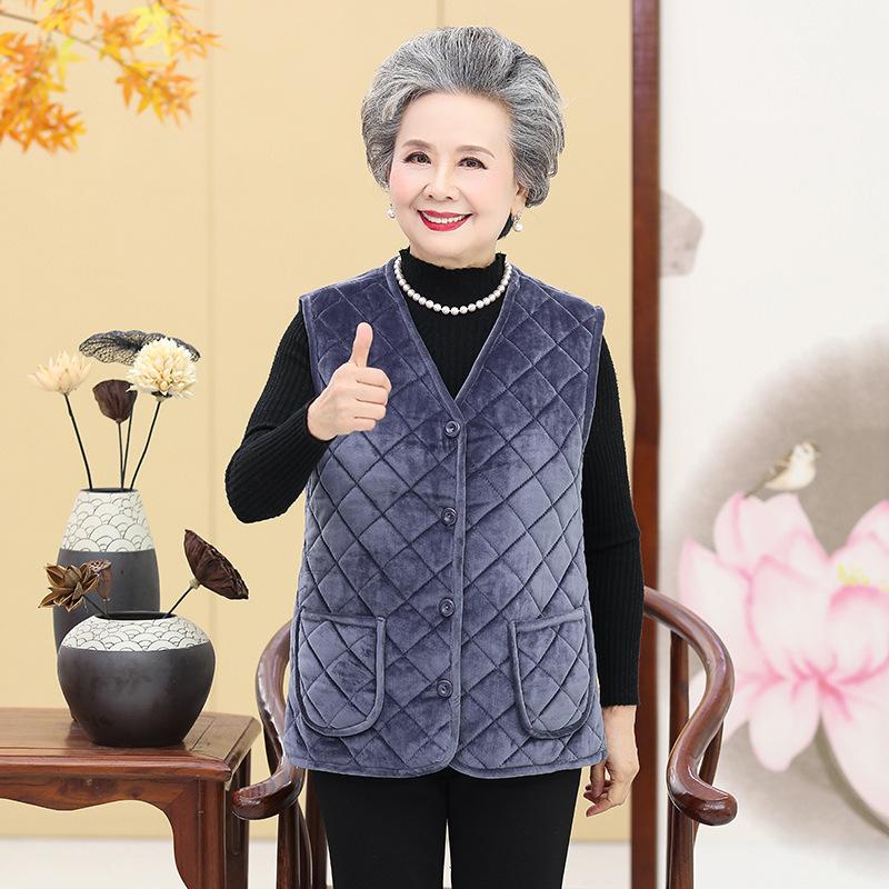 Mom's Vest, Autumn and Winter, Plush and Thick Waistcoat, Grandma's Vest, Vest, Jacket, Clothes, Women's Underwear, Middle-aged and Elderly Mothers