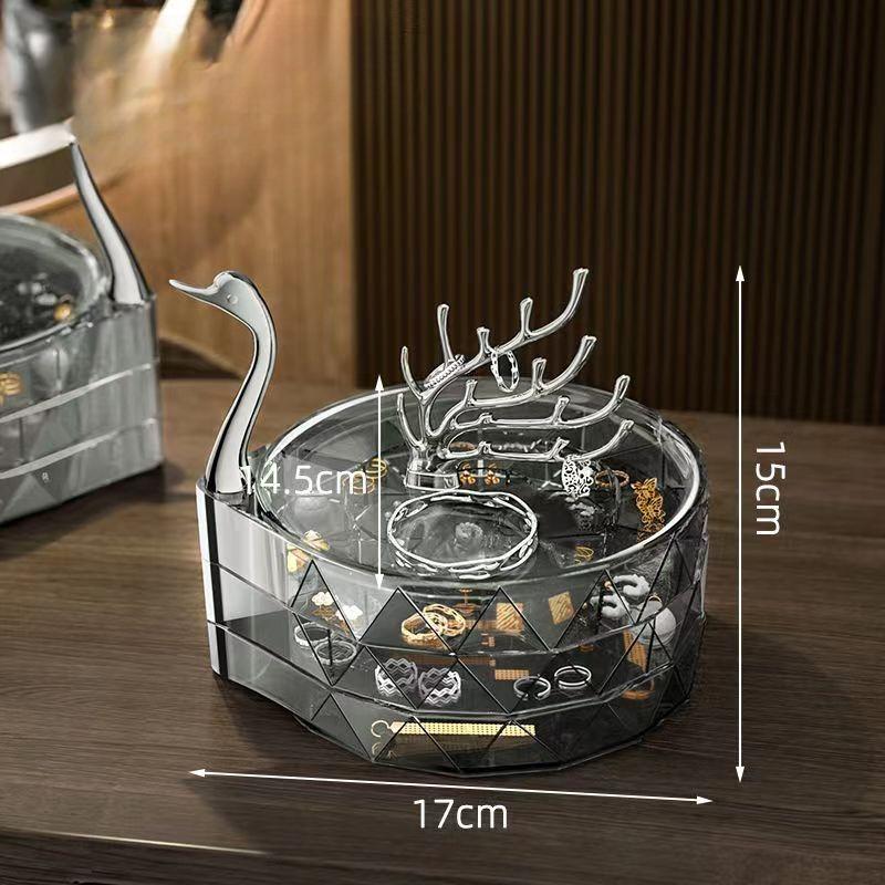 Swan Multi-Grid Jewelry Organizer for Necklace Earrings Rings Bracelets Rotatable Necklace Organizer Home Decoration Gifts