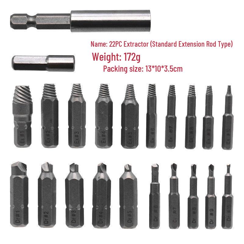 22-Piece High-Speed Steel Wire & Screw Extractor Set