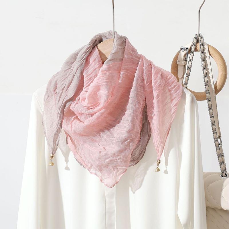 Women Scarf for Women Fashion Square Scarf Bohemian With Magnetic Buckle Casual Long Pleated Outings