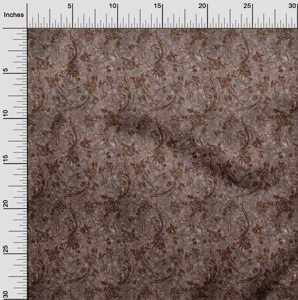 oneOone Cotton Flex Brown Fabric Asian Batik Floral Dress Material Fabric Print Fabric By The Yard 40 Inch