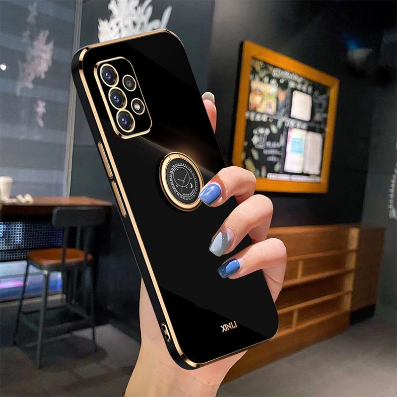 Soft Case Ring Plating Finger For Samsung Galaxy A22 A32 S20 S21 Huawei P50 P40 Honor 60 50 Redmi Note 11 10 Iphone13 12 11 Silicon Stand Holder Cover
