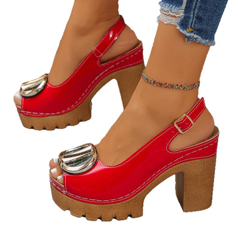 Dames Plus Size Europees Amerikaanse Stijl Nieuwe Peep Toe Hoge Hak Sandalen Zomer