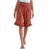 Damen Farbige Hohe Taille Plissierte Baumwolle Leinen Lockere Freizeitshorts