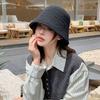 Soft Waxy Hollow Knitted Bucket Hat Women's Autumn and Winter Simple Wool Blended Bucket Hat Versatile and Small Face