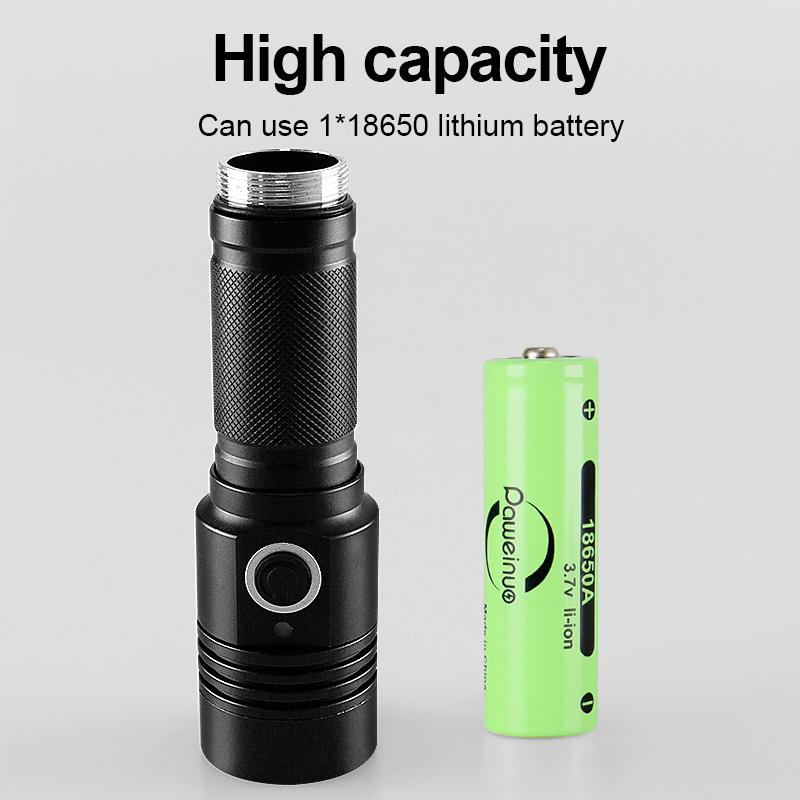 XHP50 Superhelle Taschenlampe Tragbare Lampe Zoom Taschenlampe Wasserdichtes wiederaufladbares Blitzlicht Outdoor Camping Laterne