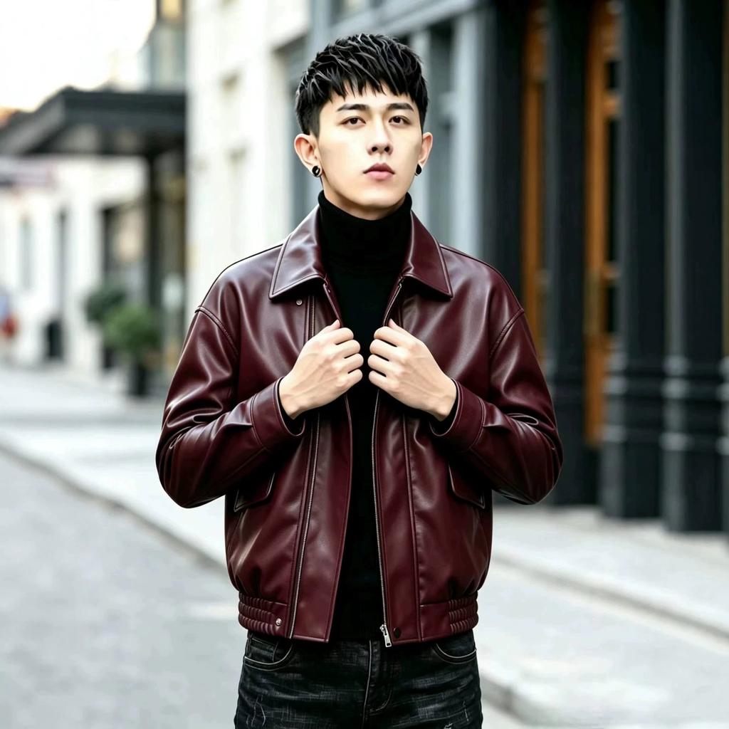 Men's regular versatile spring and autumn clothing new men's leather jacket loose version large size men's leather jacket