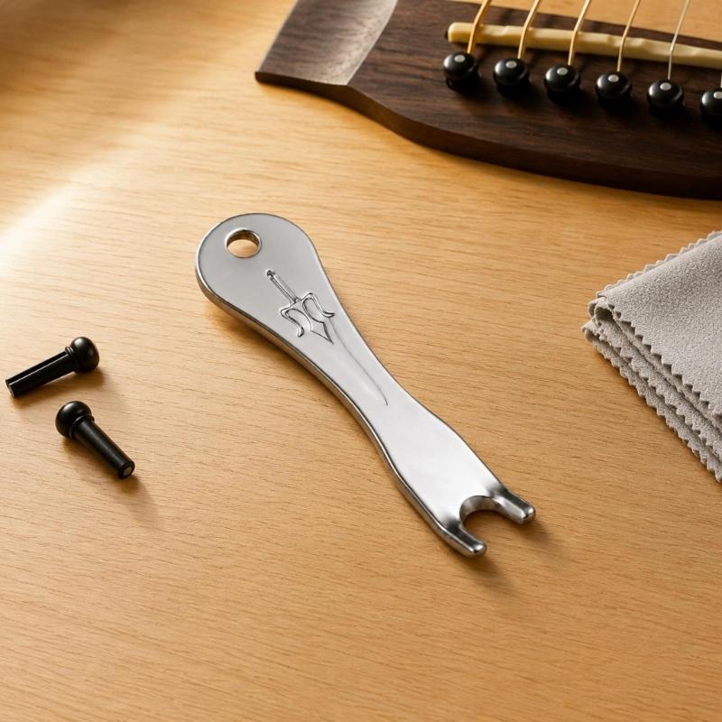 Guitar String Changing Tool String Puller with Metal Construction, Forked Contact End and Hanging Hole for Routine String Maintenance, 1 Pc