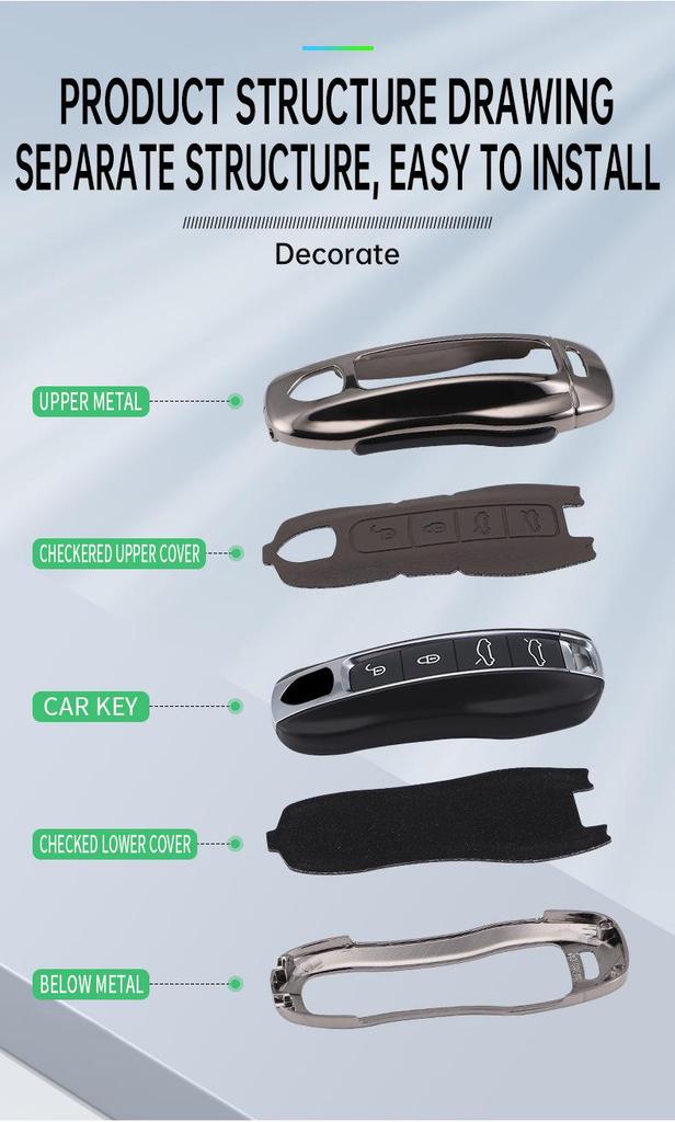 Compatible Key Case for Porsche Cayenne, Macan, Panamera, 911, 718, Taycan (2025 Models)