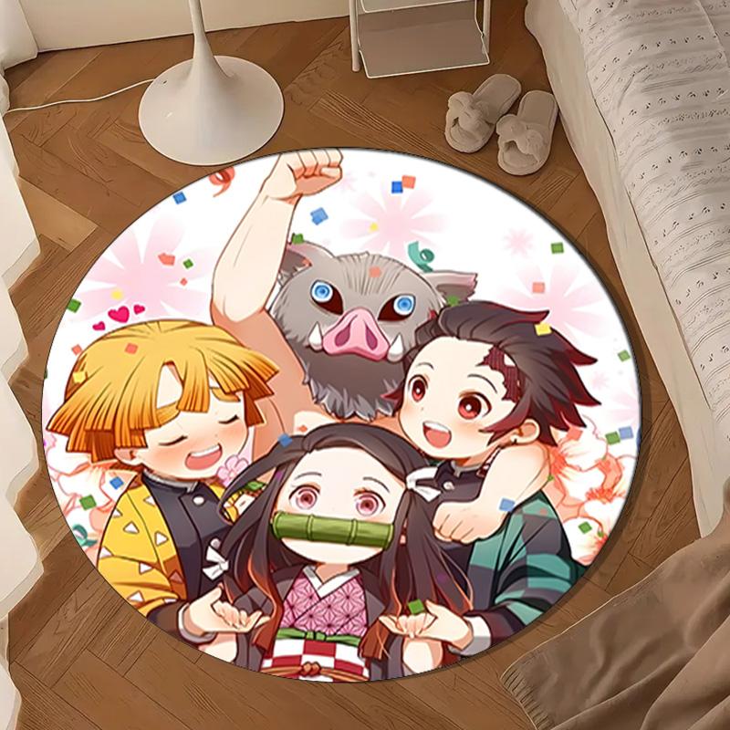 Chibi Characters Demon Round Mat, Anti-slip Circle Carpet Chair Rug For livingroom,Bedroom, Doormat Home Decor Gift Christmas Gifts