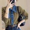 ZANZEA Women Casual Turn Down Collar Long Sleeve Patchwork Cardigans
