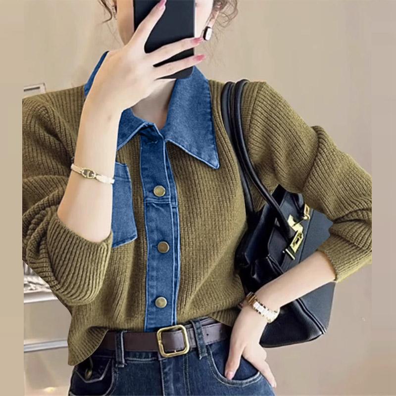 ZANZEA Women Casual Turn Down Collar Long Sleeve Patchwork Cardigans