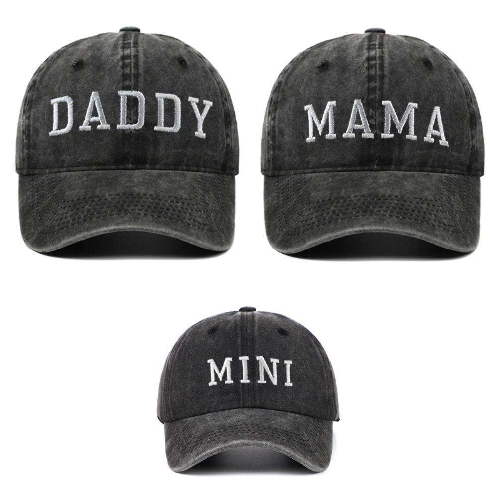 Vintage Daddy Mama Mini Embroidery Caps Washed Cotton Family Matching Baseball Cap Gifts