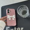 Korean INS Pink Denim Texture 3D Cute Bowknots Chic Phone Case for IPhone 16 15 14 Pro Max 13 Shockproof Stylish Girl Cover