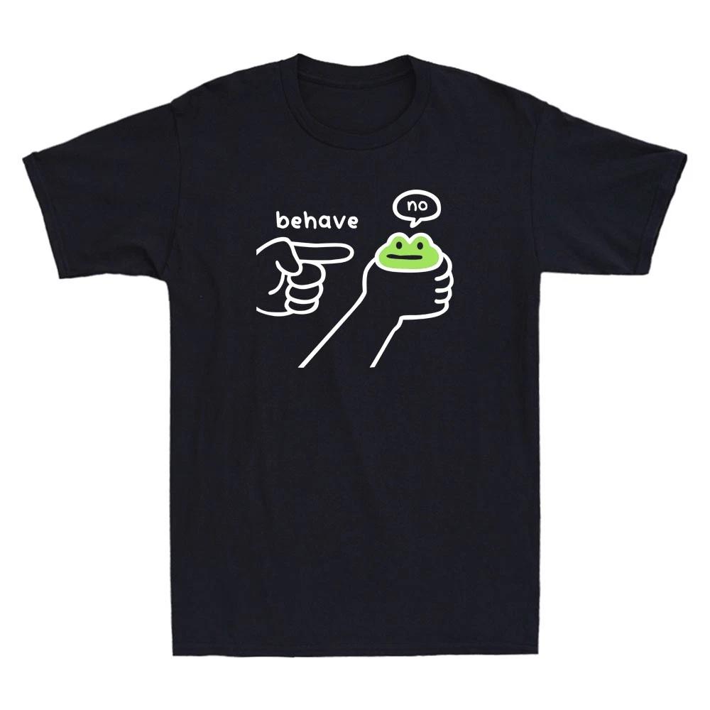 Behave No Funny Dishonest Frog Cartoon Meme Humor Saying Novelty Men s T-Shirt 3XL