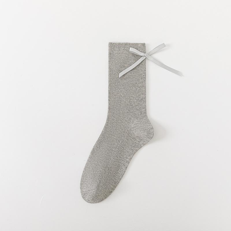 Ladies Spring and Autumn New Style Bow Thin Ballets In The Tube Cotton Socks