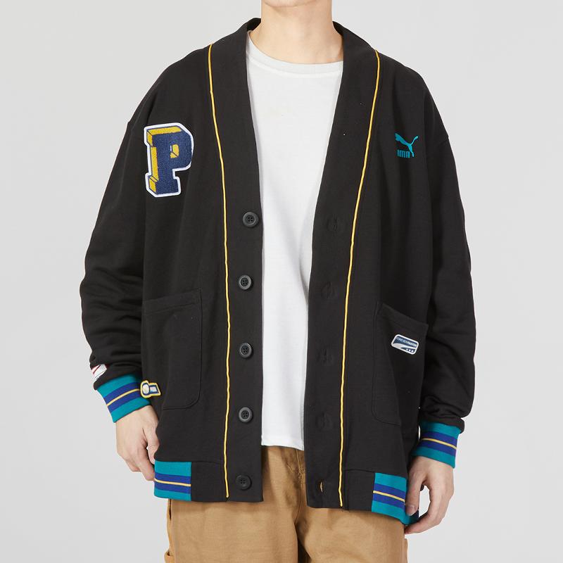 New PUMA Team Badge V neck Jacket Tr Jacket Unisex Black 677374-01