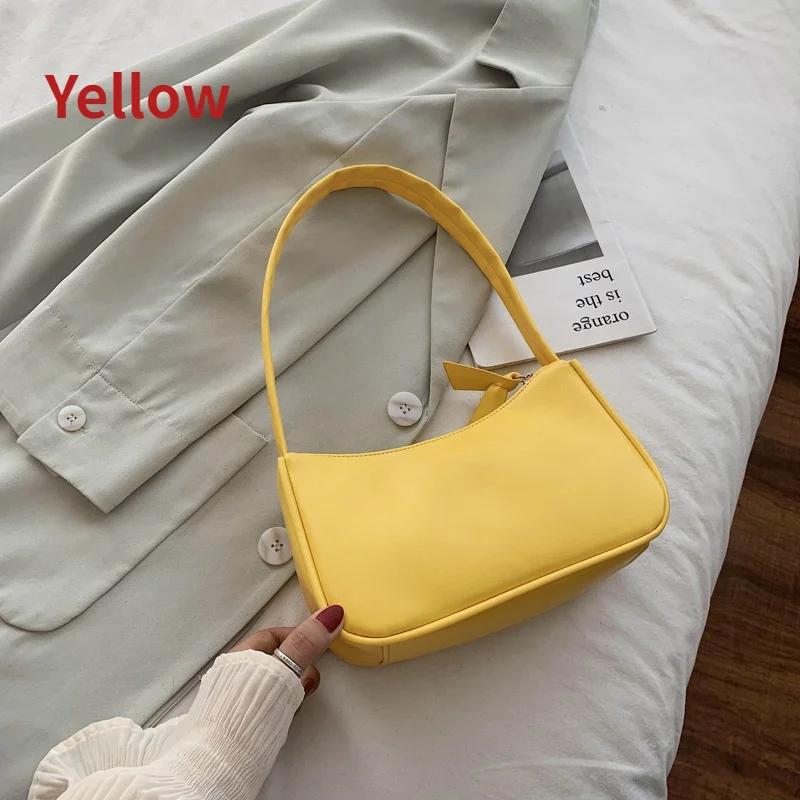 Women Travel Shoulder Bags Female PU Leather Zipper Shopping Underarm Bags Pure Color Small Purse  Purses and Handbags