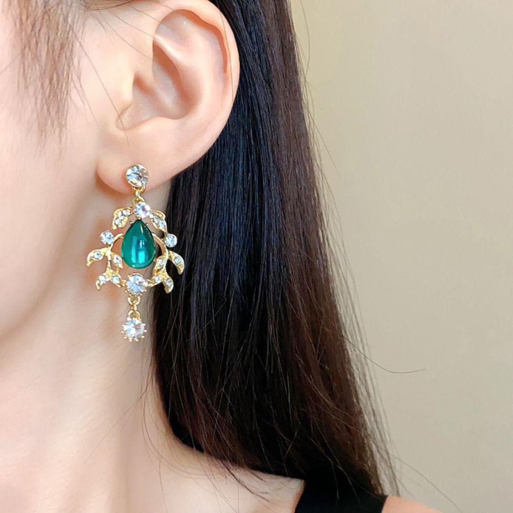 Multifunction Rhinestone Tassel Earring Headchain Sparkling Necklace  Gift