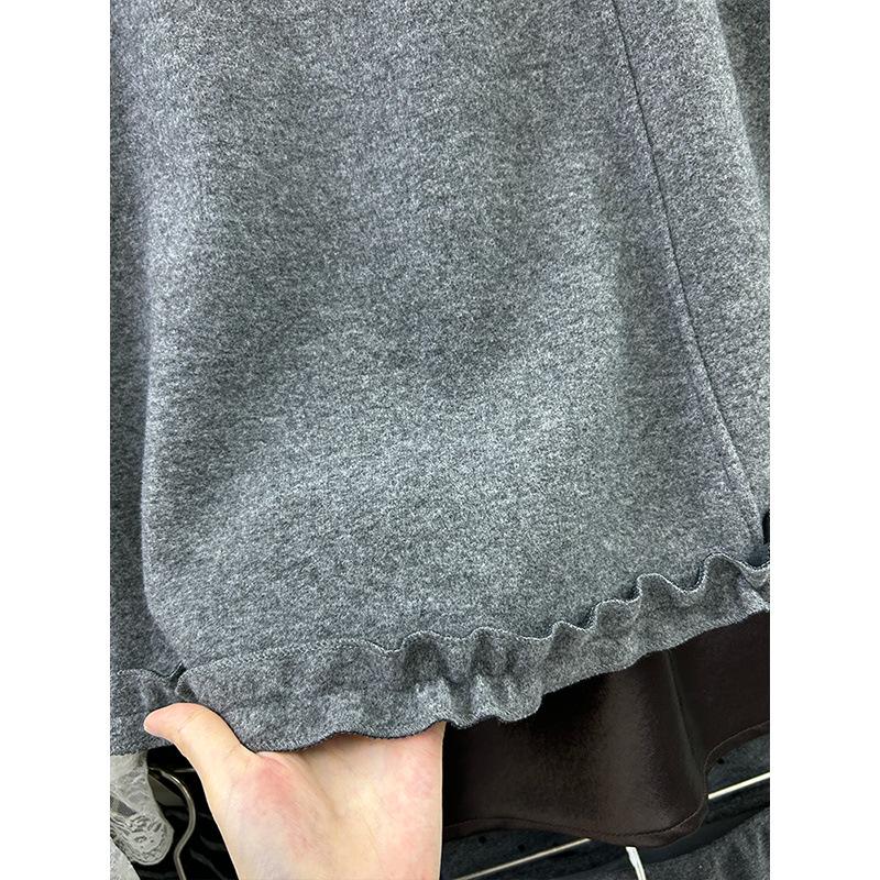 

Deep Gray Woolen High Waist A-line Ruffle Skirt for Women - Autumn/Winter Collection Medium светло-серый