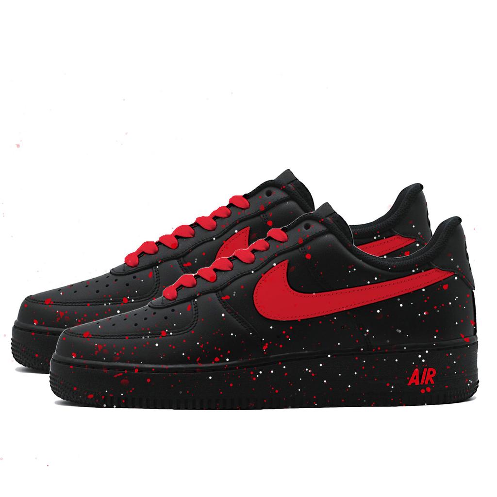 Nike Air Force 1 Scarlet Dot Abrasion Resistant Slip Resistant Low Top Skateboard Shoes Unisex Black Red cw2288001(Team1039-)