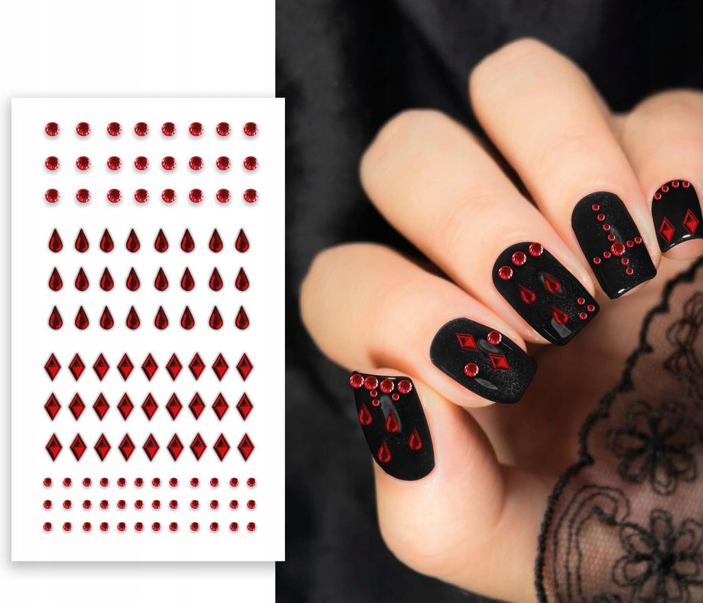 Decorative Nail Stickers Mix Red Crystals Halloween