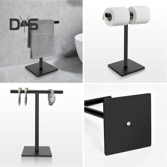 T-Shaped Towel Rack Storage Organizer Rust-Resistant Easy Installation Bath Hand Towel Holder Stand with Heavy Base