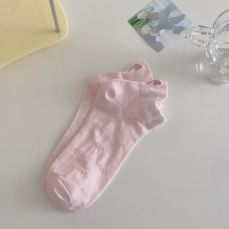 Women's Summer Fashion New Cotton Bow Mesh Ear Lifting Socks