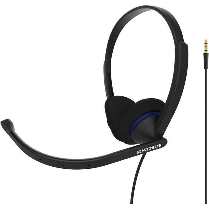 Casque d'Écoute Filaire avec Microphone Anti-bruit pour Bureau Vidéoconférence KOSS CS200i Noir 94324