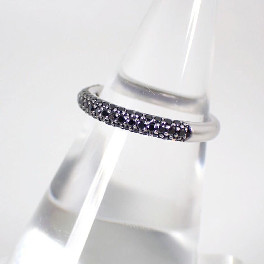 [Pre-owned] K18WG Black Diamond Ring / Size 11 / j66-4
