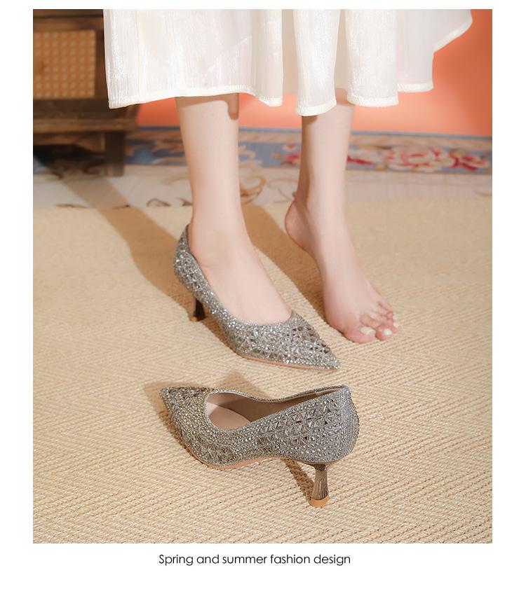 Women's Pointed Rhinestone Stiletto High Heels - Comfortable, Elegant Evening Shoes