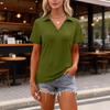 Damenmode Lässig Revers Kurzarm Farbe Hemd Damen Up Tops