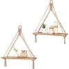 Hanging Shelves Boho Wall Decor 2 pcs Rustic Wood Storage Shelf for Living Room, Display Shelving for Hanging Plants Photos