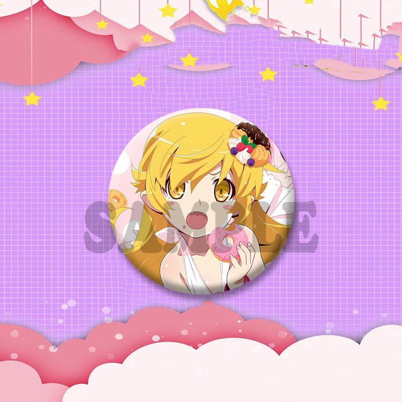Cartoon Monogatari Series Badge Anime Hitagi Koyomi Araragi Lapel Pins Round Brooches for Bag Clothes Hat Decor Jewelry Gifts
