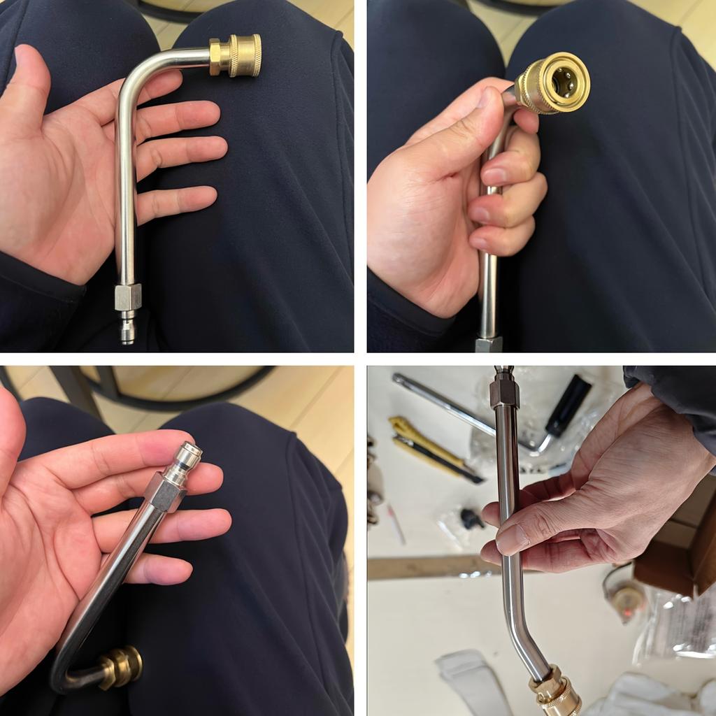 Heavy Duty Metal Pressure Washer Extension Wand 30°/90°/120° Bend Heads 1/4" Quick Connect - Multi-Scene Cleaning Accessory
