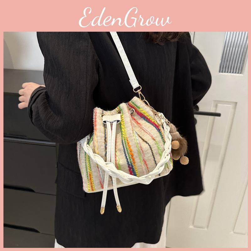 Stylish White Bucket Bag For Women Featuring Unique Ethnic Design Ideal For Spring