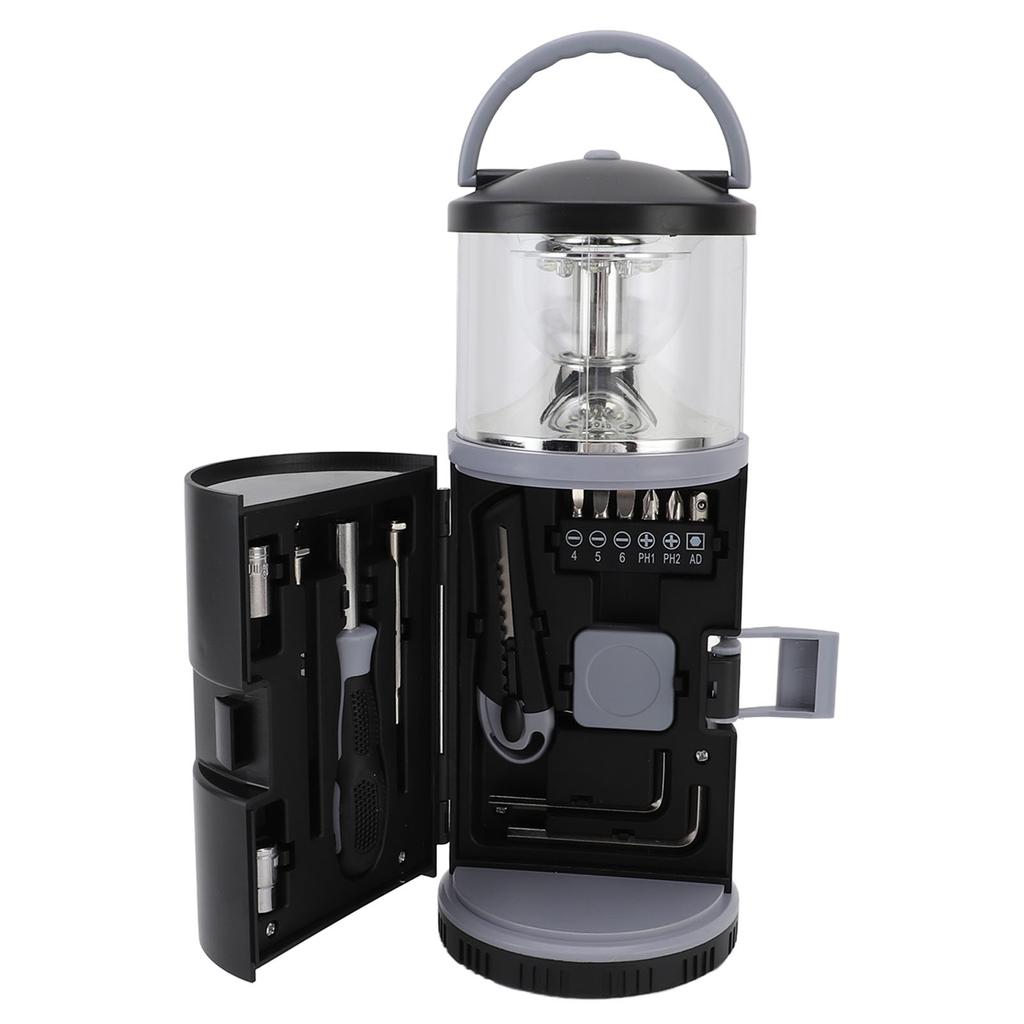 Camping Lantern with Tool Kit Portable Clear Lampshade Ergonomic Handle Battery Powered LED Camping