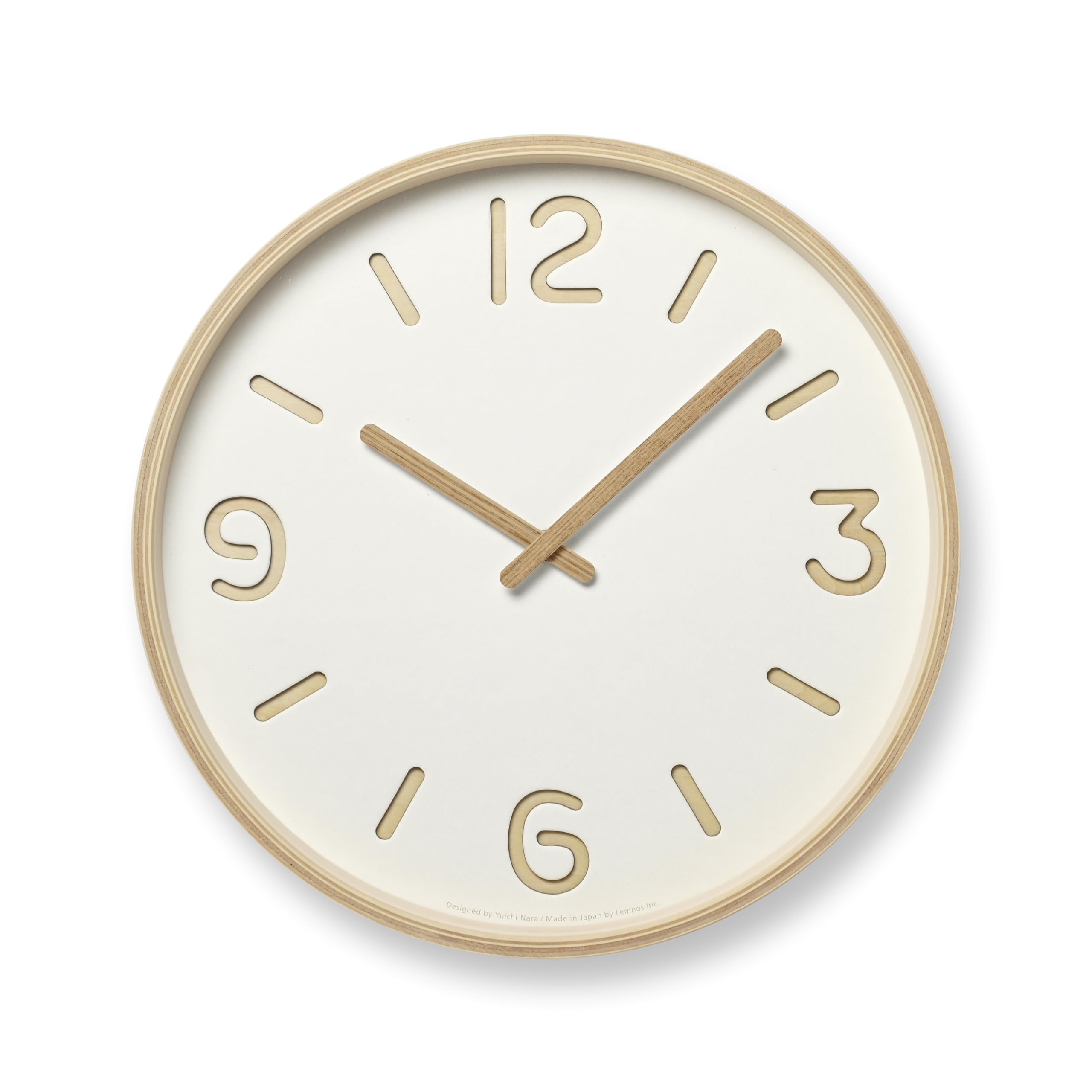 

Lemnos Analog Wall Thomson Paper Natural Wood WH Diameter Thickness Clock, White, Grain, NY18-15 (Silk), 30.5cm, 5.2cm
