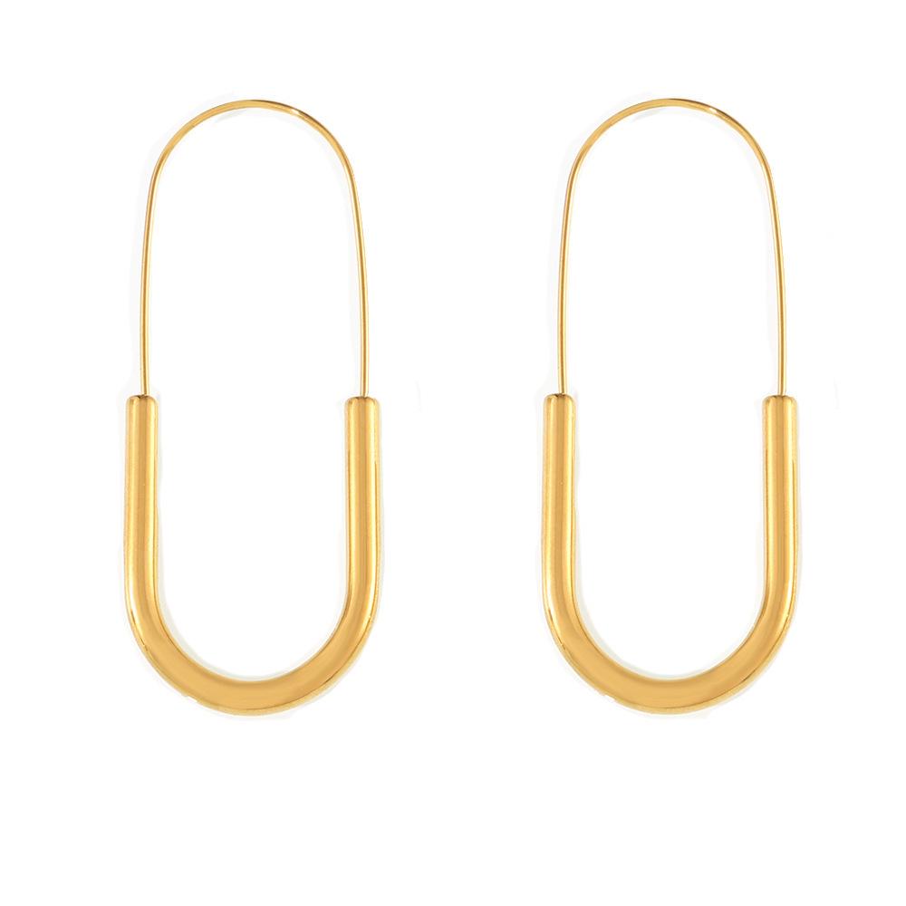 Cercei agrafă din oțel titan placat cu aur de 18k: Stil simplu, modern