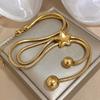 Greatera Five-pointed Star Beaded Necklace For Women Trendy Double Snake Chain Personality Design Stainless Steel Bangle Jewelry