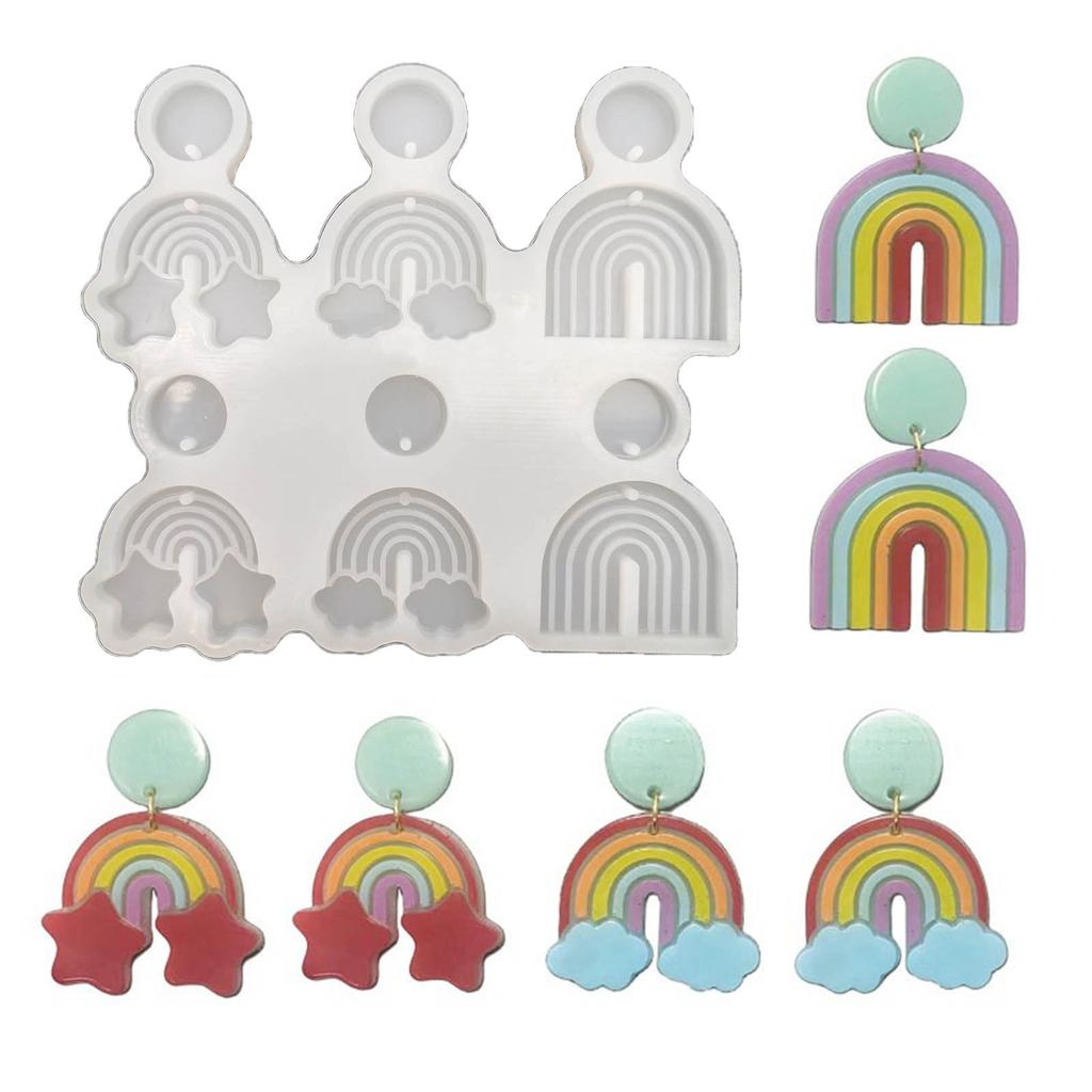 Flexible Silicone Earring Making Mold Rainbow Shaped Earring Mold Soft Silicone Earring Mold for Creative Jewelry Making