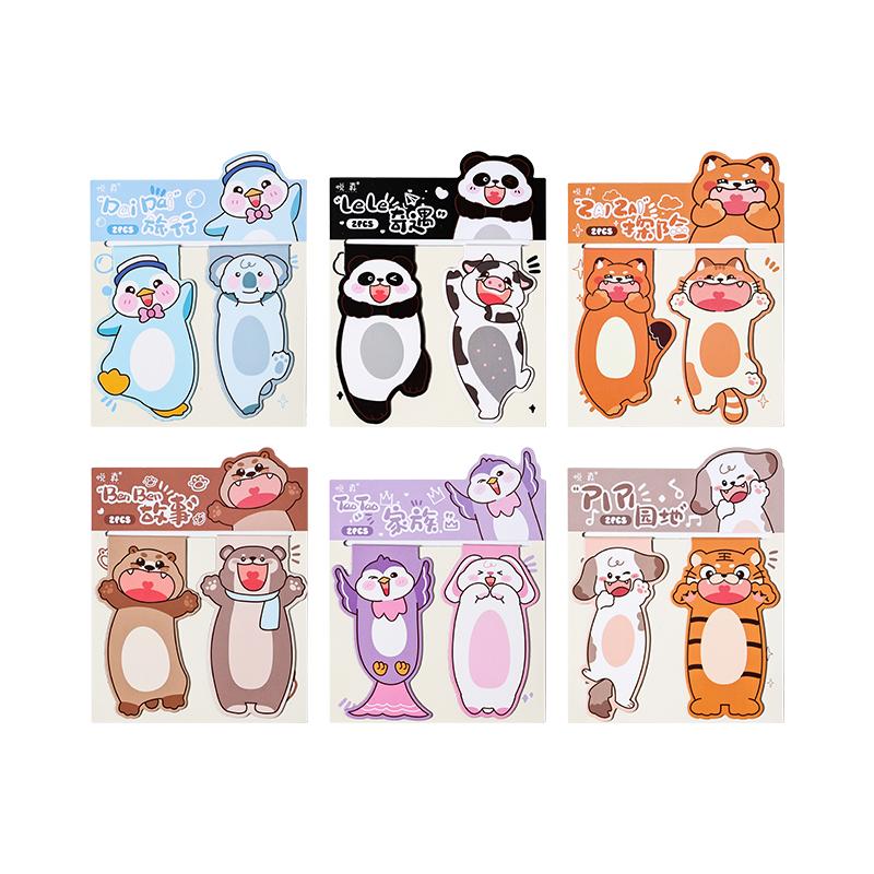 2pcs/Set Cub Adventure Magnetic Bookmarks Cartoon Animal Print Kawaii Mini Page Clips Marker Holder for Reading Books