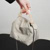 Elegant Chinese Style Beaded Cowhide Handbag - Unique Hand-Scratched Pattern, Perfect as a Lunch Box or Clutch.