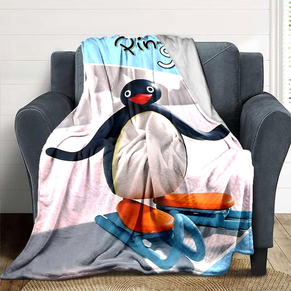 1pc Pingu1 Blanket, Gift, for Men and Women, Soft Blanket, Good for Sofa Bed Couch Travel, Lightweight Flannel Blanket