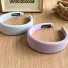 Embossed Diagonal Texture Headband Sweet Macaron Color Hair Hoop Wide Thick Spongy Hairband For Elegant Women Daily Styling